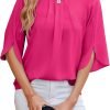 Women's Chiffon Blouse 3/4 Sleeve Crew Neck Loose Tops Casual Blouses Shirt