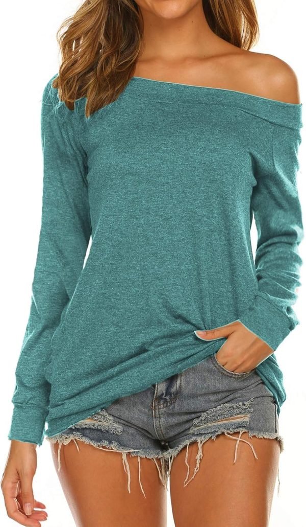 713VGLz8WdL._AC_SL1500 Women's Long Sleeve Boat Neck Off Shoulder Blouse Tops