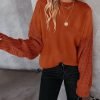 Women's 2024 Fall Long Sleeve Crew Neck Solid Color Cable Knit Chunky Casual Oversized Pullover Sweater Tops
