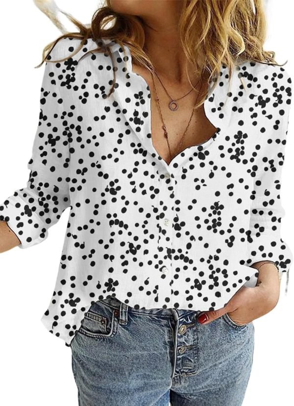 714IInq0zML._AC_SL1500 Women's Casual V Neck Alicia Floral Print Roll Up Long Sleeve Chiffon Button Down Blouses Bohemian Top Shirts