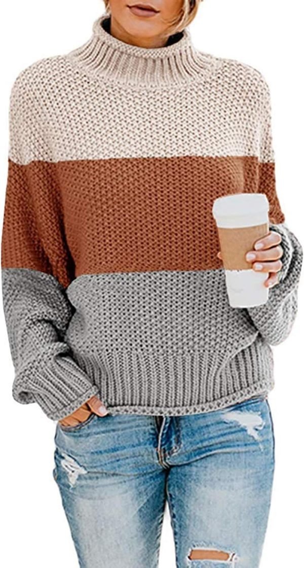 714a4BJVvcL._AC_SL1500 Womens 2024 Winter Fall Solid Turtleneck High Neck Balloon Long Sleeve Sweaters Pullover Outerwear