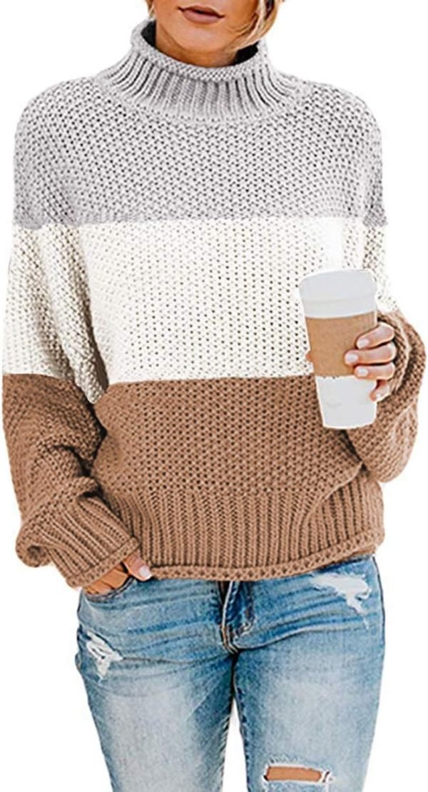 714fAjk65oL._AC_SL1500 Womens 2024 Winter Fall Solid Turtleneck High Neck Balloon Long Sleeve Sweaters Pullover Outerwear