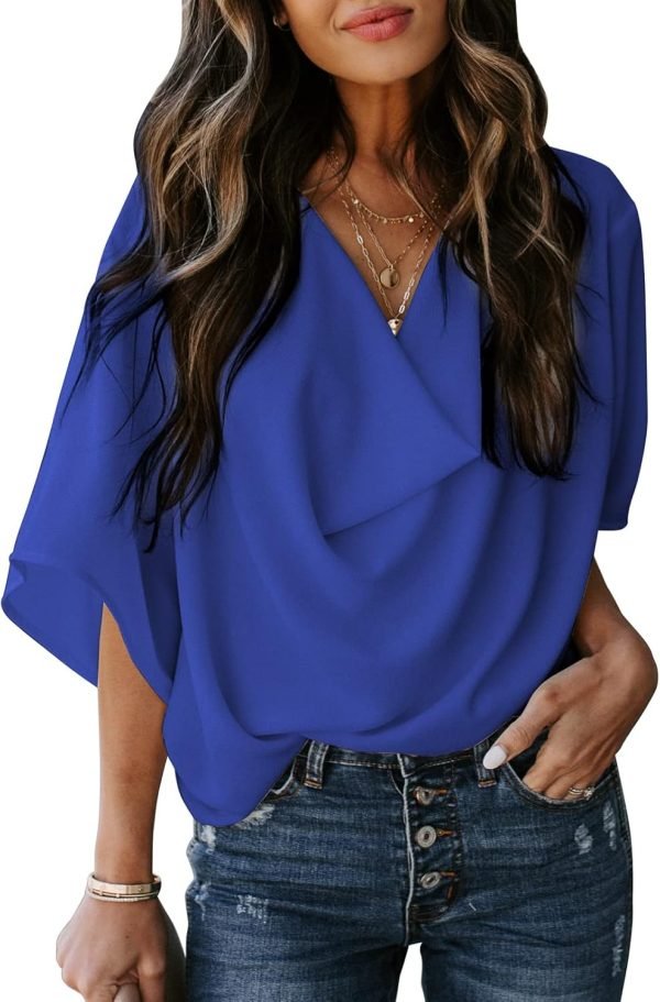 Womens Blouses and Tops Short Sleeve Chiffon Shirts and Tops