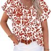Womens 2024 Summer Tunic Tops Casual Short Sleeve Blouses V Neck Dressy Chiffon Boho Tshirts