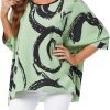 Women Chiffon Blouse Floral Batwing Sleeve Beach Cover Loose Tunic Shirt Tops