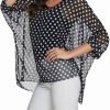 Women Chiffon Blouse Floral Batwing Sleeve Beach Cover Loose Tunic Shirt Tops