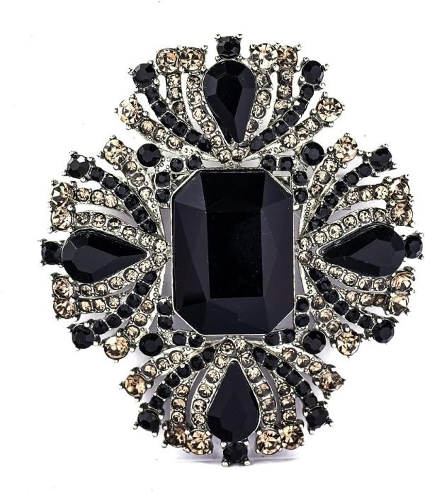 718CiaK1yFL._AC_SL1400 Vintage Austrian Crystal Rhinestone Cross Flowers Shaped Brooch Pin Elegant Jewelry For Women Girls