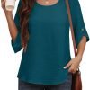 Women's 2024 Summer Chiffon Blouses Bell Short Sleeve Tshirts Casual Loose Flowy Dressy Work Tops for Leggings Blouse