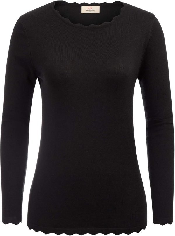 Women's High Stretchy Long Sleeve Pullover Sweater Blouse Top