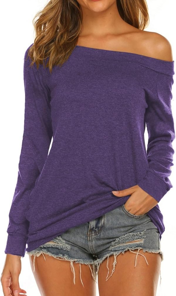 719LLBdt8vL._AC_SL1500 Women's Long Sleeve Boat Neck Off Shoulder Blouse Tops