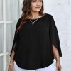 Women Summer Batwing Sleeve Chiffon Tunic Tops Dressy Scoop Neck Casual Loose Flowy Shirts
