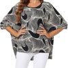 Women Chiffon Blouse Floral Batwing Sleeve Beach Cover Loose Tunic Shirt Tops