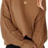 Women's 2024 Fall Long Sleeve Crew Neck Solid Color Cable Knit Chunky Casual Oversized Pullover Sweater Tops