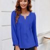 Womens Tops Dressy Casual Long Sleeve Shirts V Neck Chiffon Blouses Fall Clothes 2024