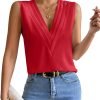 Sleeveless Chiffon Tops for Women Summer Triple V-neck T Shirts Business Office Dressy Outfit Blouse