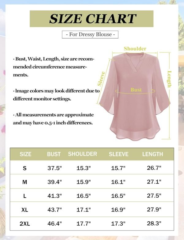 71D2ezKcKsL._AC_SL1500_d2fd92d9-f385-4788-a767-7a3538614a69 Women's 3/4 Sleeve Chiffon Blouses for Women Dressy Casual, V Neck Double Layers Chiffon Blouses 2024, Tunic Tops