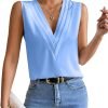 Sleeveless Chiffon Tops for Women Summer Triple V-neck T Shirts Business Office Dressy Outfit Blouse