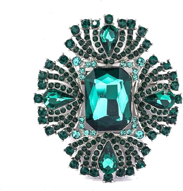 71EROghZrxL._AC_SL1300 Vintage Austrian Crystal Rhinestone Cross Flowers Shaped Brooch Pin Elegant Jewelry For Women Girls