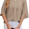 Women's Chiffon Blouse 3/4 Sleeve Crew Neck Loose Tops Casual Blouses Shirt
