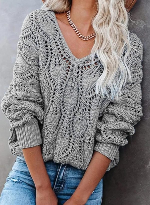 71EoG54FBvL._AC_SL1500 Fall Sweaters Round Neck Crochet Hollow Out Cute Winter Pullover Sweaters for Women Trendy 2024