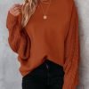 Women's 2024 Fall Long Sleeve Crew Neck Solid Color Cable Knit Chunky Casual Oversized Pullover Sweater Tops