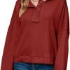 Hoodies for Women 2024 Fashion Fall V Neck Button Down Long Sleeve Hooded Sweatshirts Tops