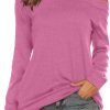 Women's Long Sleeve Boat Neck Off Shoulder Blouse Tops
