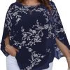 Women Summer Batwing Sleeve Chiffon Tunic Tops Dressy Scoop Neck Casual Loose Flowy Shirts