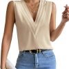 Sleeveless Chiffon Tops for Women Summer Triple V-neck T Shirts Business Office Dressy Outfit Blouse