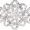 4 Inch Flower Ribbon Brooch Clear Austrian Crystal