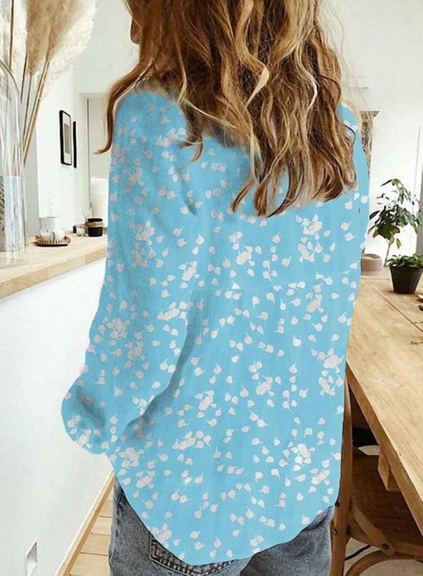 71Ks7SdVVjL._AC_SL1500 Women's Casual V Neck Alicia Floral Print Roll Up Long Sleeve Chiffon Button Down Blouses Bohemian Top Shirts