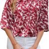 Women's Chiffon Blouse 3/4 Sleeve Crew Neck Loose Tops Casual Blouses Shirt