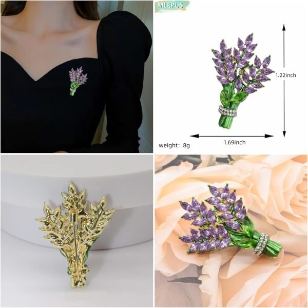 Lavender flower brooch crystal rhinestone tulip brooch elegant accessories jewelry women brooches and pins fashion jewelry wedding flowers lapel pin