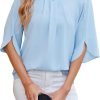 Women's Chiffon Blouse 3/4 Sleeve Crew Neck Loose Tops Casual Blouses Shirt