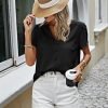 Short Sleeve Blouses for Women 2024 Summer Western Chiffon Shirts Dressy Casual Pearl Tops