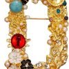 Crystal Pearl Initial Brooch Gold Plated Enamel Colorful Letter Alphabet Breastpin Pin for GIFTS