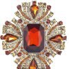 Vintage Austrian Crystal Rhinestone Cross Flowers Shaped Brooch Pin Elegant Jewelry For Women Girls