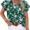 Womens 2024 Summer Tunic Tops Casual Short Sleeve Blouses V Neck Dressy Chiffon Boho Tshirts