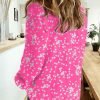 Women's Casual V Neck Alicia Floral Print Roll Up Long Sleeve Chiffon Button Down Blouses Bohemian Top Shirts