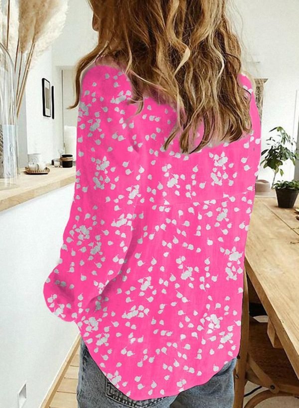 71PAjgKGpKL._AC_SL1500 Women's Casual V Neck Alicia Floral Print Roll Up Long Sleeve Chiffon Button Down Blouses Bohemian Top Shirts