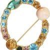 Crystal Pearl Initial Brooch Gold Plated Enamel Colorful Letter Alphabet Breastpin Pin for GIFTS