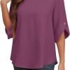 Women's 2024 Summer Chiffon Blouses Bell Short Sleeve Tshirts Casual Loose Flowy Dressy Work Tops for Leggings Blouse