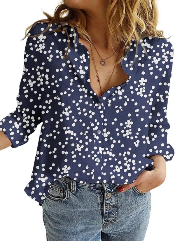 71R5xUNH0LL._AC_SL1500 Women's Casual V Neck Alicia Floral Print Roll Up Long Sleeve Chiffon Button Down Blouses Bohemian Top Shirts