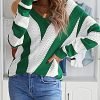 Womens 2024 Deep V Neck Sweaters Striped Long Sleeve Knit Pullover Sweaters for Women