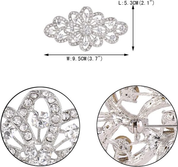 71S1B9CsdTL._AC_SL1200 4 Inch Flower Ribbon Brooch Clear Austrian Crystal