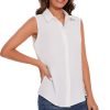 Womens Sleeveless Button Down Shirt Classic Collared Blouse Basic Tank Tops Work Office Chiffon Tops