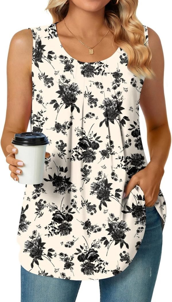 Women's Dressy Chiffon Blouses Crew Neck Sleeveless Tunic Tops Office Cute Work Shirts 2024 Summer Casual Tank Tops