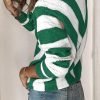 Womens 2024 Deep V Neck Sweaters Striped Long Sleeve Knit Pullover Sweaters for Women