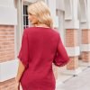 Womens 3/4 Ruffle Sleeve Tops Double Layer Chiffon Blouses Scoop Neck Flowy Tops Elegant Summer Shirt Tunic
