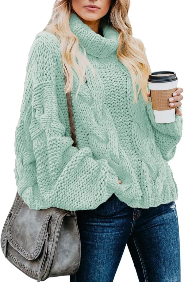71Xt9P_PHsL._AC_SL1500 Womens 2024 Winter Fall Solid Turtleneck High Neck Balloon Long Sleeve Sweaters Pullover Outerwear